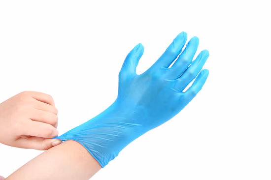 Disposable Medical Examination Blue Vinyl in Nitrile Glove