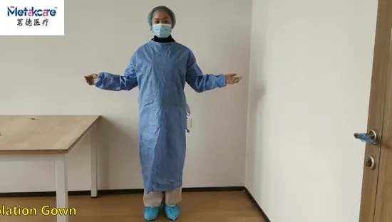 Bata de isolamento dental PP+PE à prova d'água SMS Nãotecido PP Bata de isolamento descartável Bata de isolamento para uso civil Vestuário de proteção