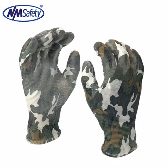 Luva de trabalho de jardinagem de PU revestida com forro colorido Nmsafety