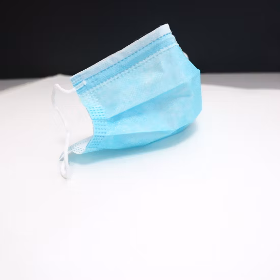 Máscara facial descartável de 3 camadas de cor azul não tecido por atacado