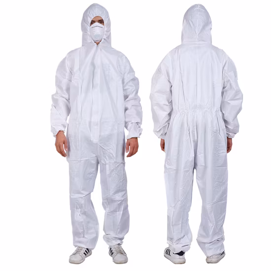 Roupa de proteção resistente a líquidos certificada pela CE Macacão descartável Roupa de segurança industrial Fato de proteção química