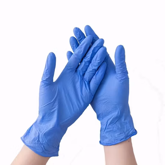 Luvas de nitrilo descartáveis ​​azuis sem pó para suprimentos médicos Luva de exame